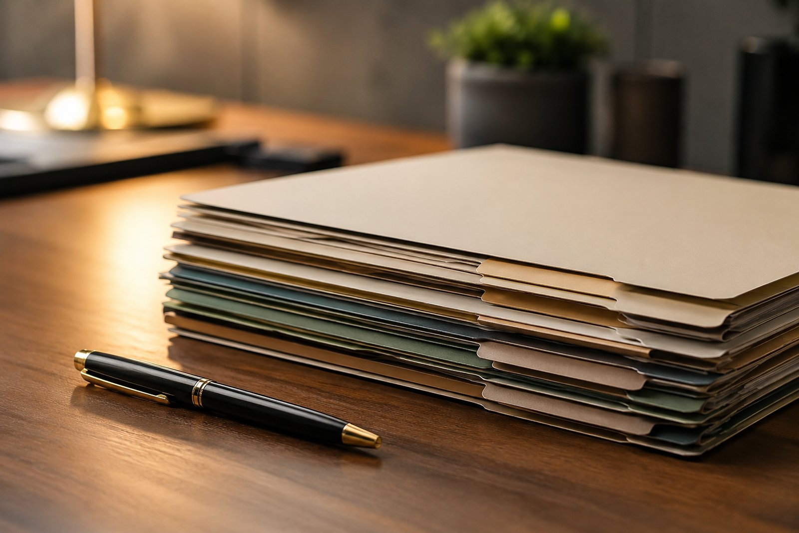 A tidy laptop screen showing a folder of clearly named signed contracts next to a simple tracking spreadsheet, organised and calm.