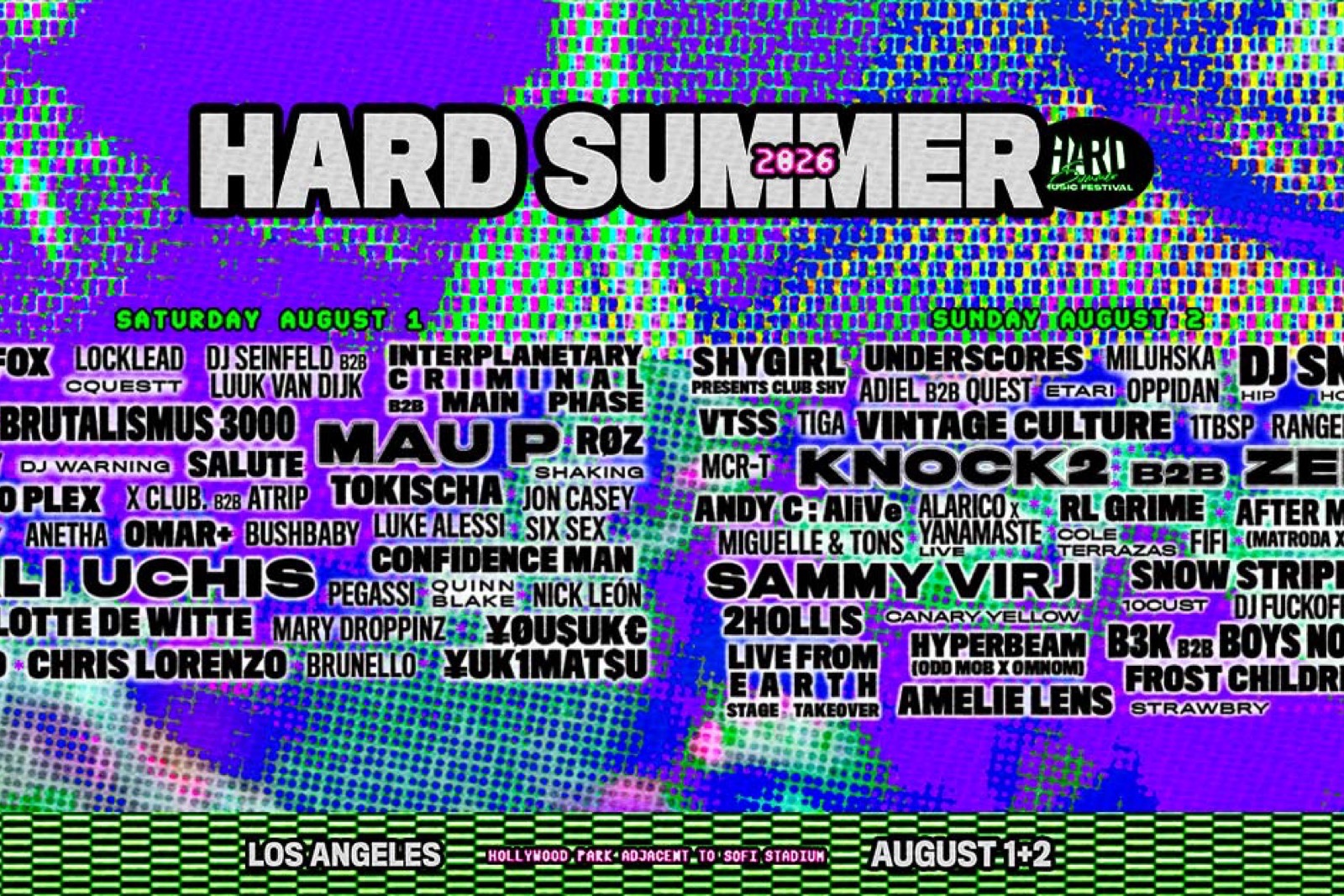 Official HARD Summer 2026 lineup artwork for the Los Angeles edition