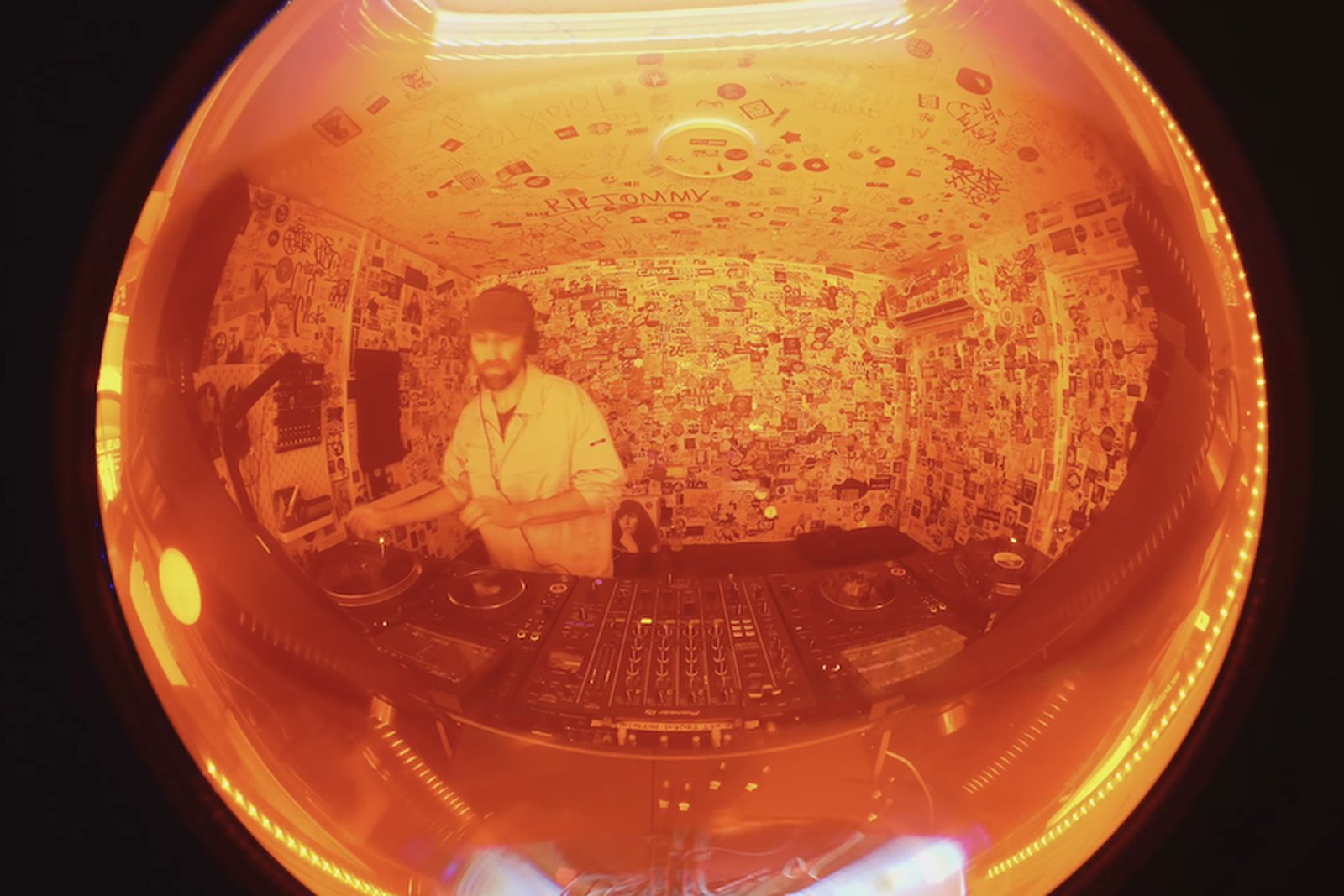 Thomas Bangalter DJing in The Lot Radio booth in Brooklyn