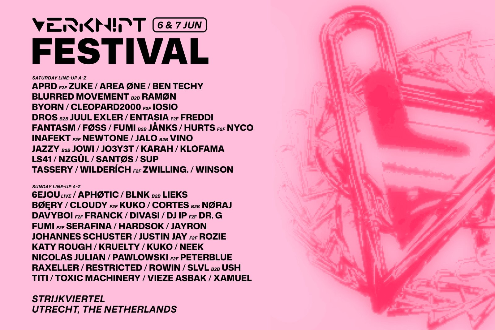 Official Verknipt Festival 2026 Breaking Patterns artwork for the Utrecht edition