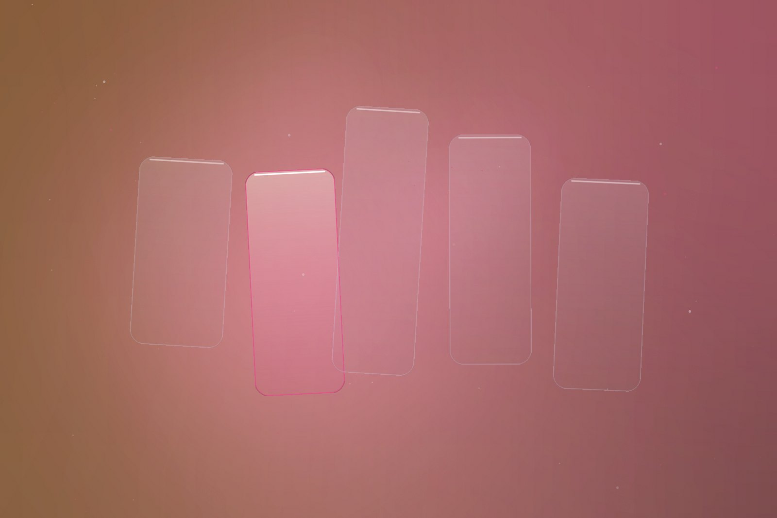 A dark cinematic close-up of layered translucent glass panels, one glowing accent panel rising clearly above a stack of dimmer ones, suggesting a single focused choice among many.