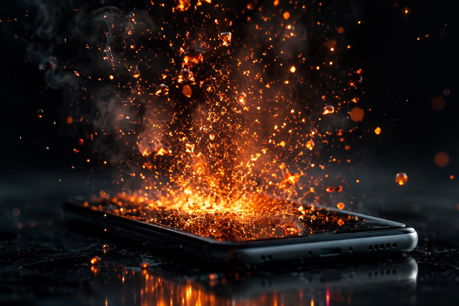 A single bright burst of light fracturing into many smaller points held inside a dark glass form, suggesting one moment of attention dispersing and being captured.